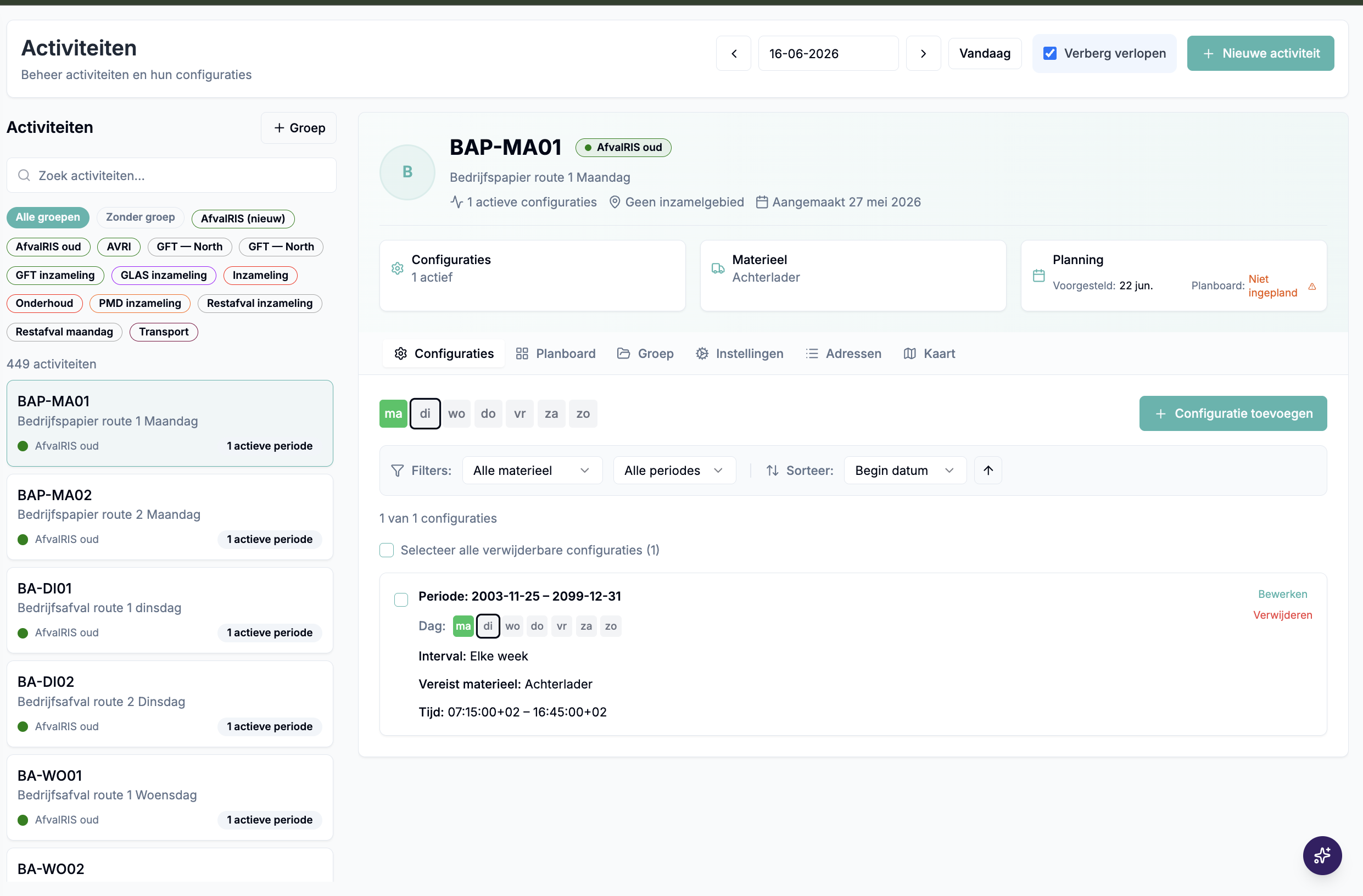 Activiteiten interface
